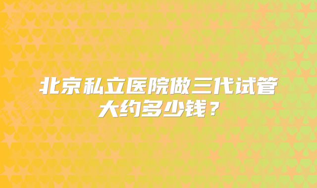 北京私立医院做三代试管大约多少钱？