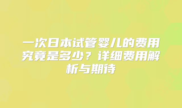 一次日本试管婴儿的费用究竟是多少？详细费用解析与期待