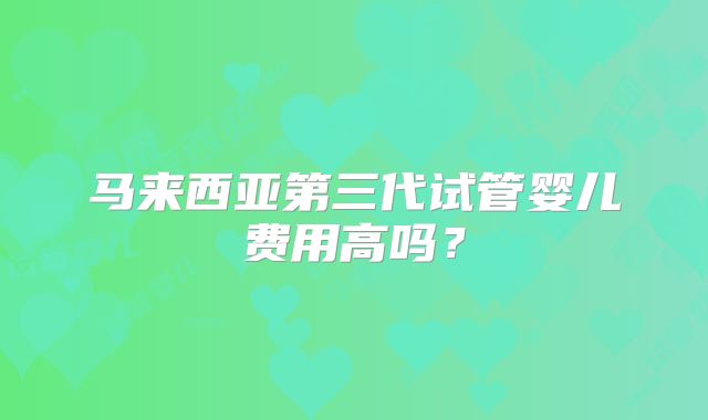 马来西亚第三代试管婴儿费用高吗？