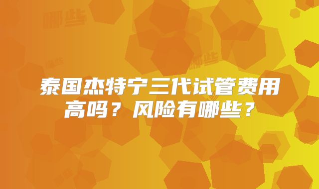 泰国杰特宁三代试管费用高吗？风险有哪些？