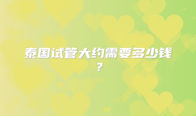 泰国试管大约需要多少钱？