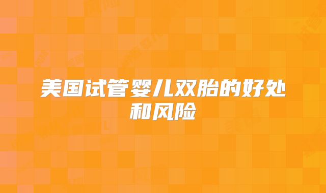美国试管婴儿双胎的好处和风险