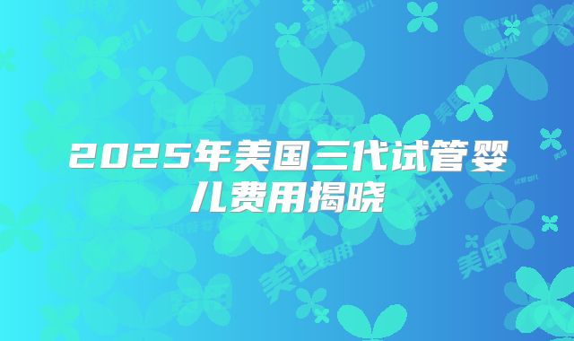 2025年美国三代试管婴儿费用揭晓