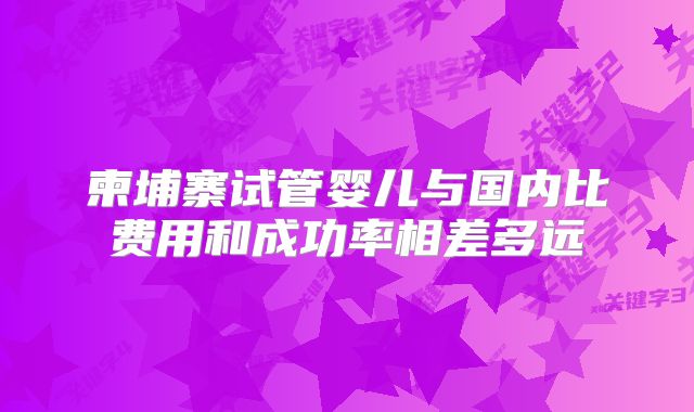 柬埔寨试管婴儿与国内比费用和成功率相差多远