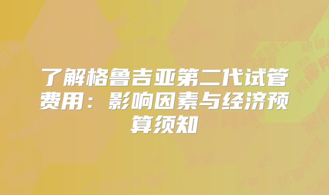 了解格鲁吉亚第二代试管费用:影响因素与经济预算须知
