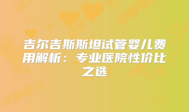 吉尔吉斯斯坦试管婴儿费用解析：专业医院性价比之选
