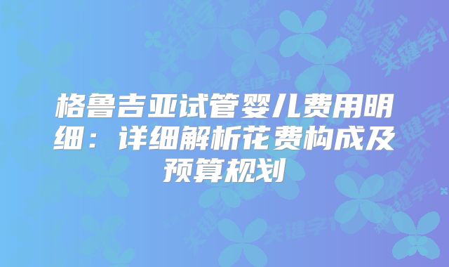 格鲁吉亚试管婴儿费用明细:详细解析花费构成及预算规划