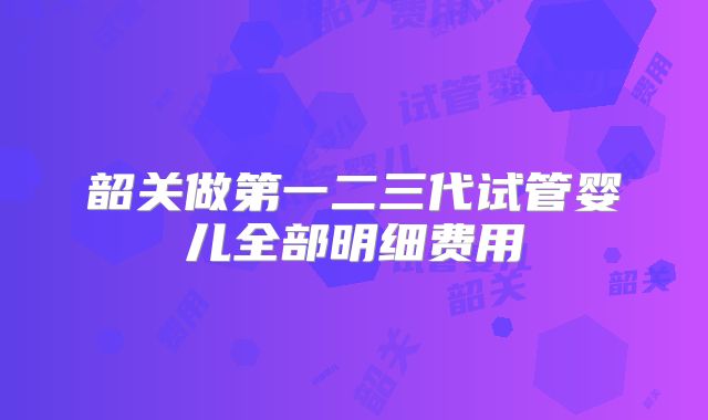 韶关做第一二三代试管婴儿全部明细费用