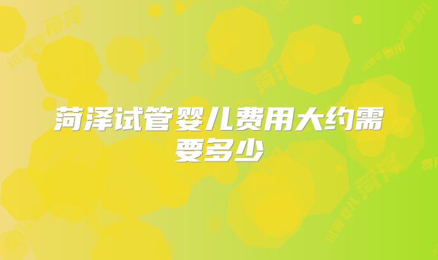 菏泽试管婴儿费用大约需要多少