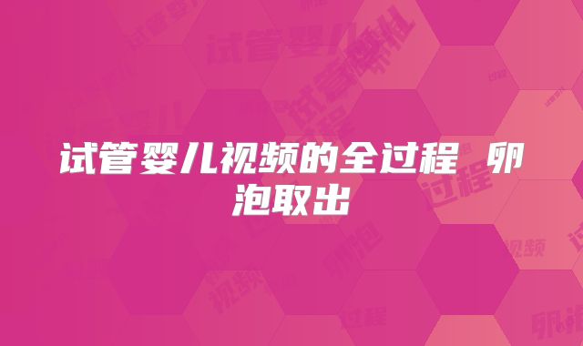 试管婴儿视频的全过程 卵泡取出