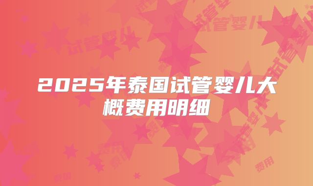 2025年泰国试管婴儿大概费用明细