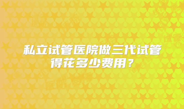 私立试管医院做三代试管得花多少费用？