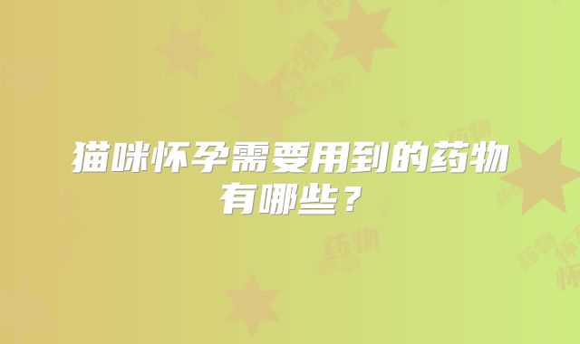 猫咪怀孕需要用到的药物有哪些?