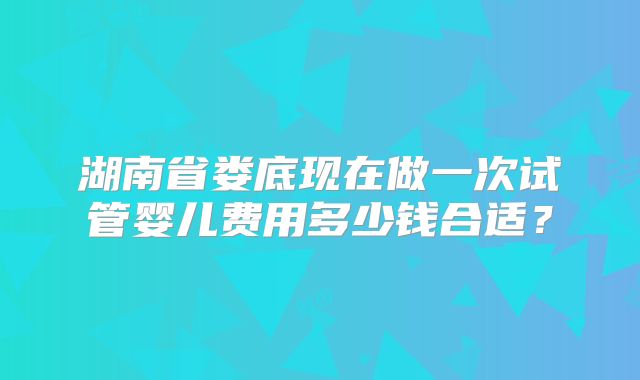 湖南省娄底现在做一次试管婴儿费用多少钱合适？