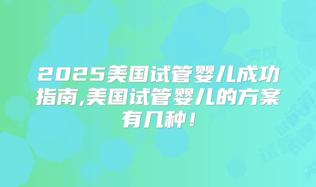 2025美国试管婴儿成功指南,美国试管婴儿的方案有几种!