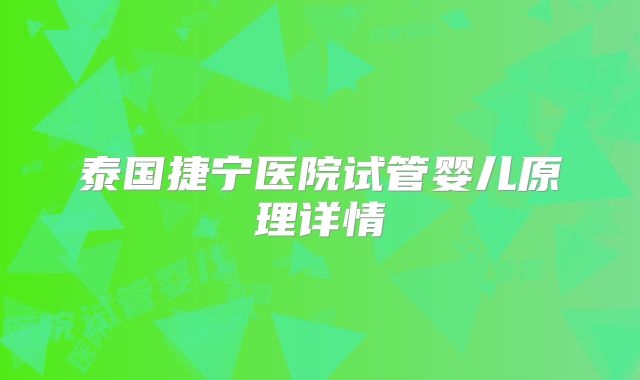 泰国捷宁医院试管婴儿原理详情