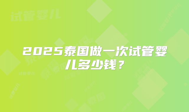 2025泰国做一次试管婴儿多少钱？
