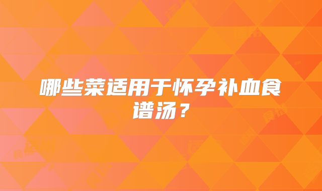 哪些菜适用于怀孕补血食谱汤？