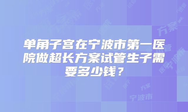单角子宫在宁波市第一医院做超长方案试管生子需要多少钱？