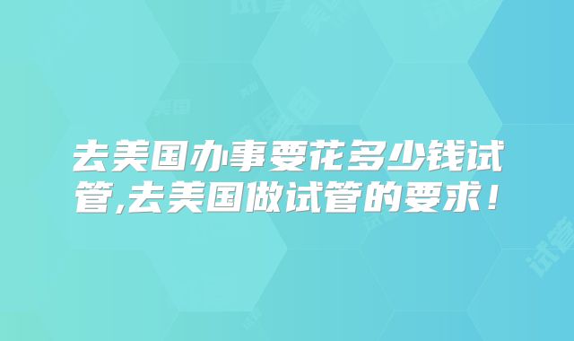 去美国办事要花多少钱试管,去美国做试管的要求！