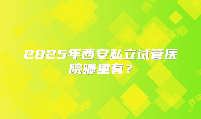 2025年西安私立试管医院哪里有？