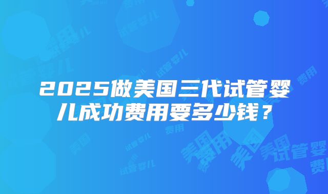 2025做美国三代试管婴儿成功费用要多少钱？