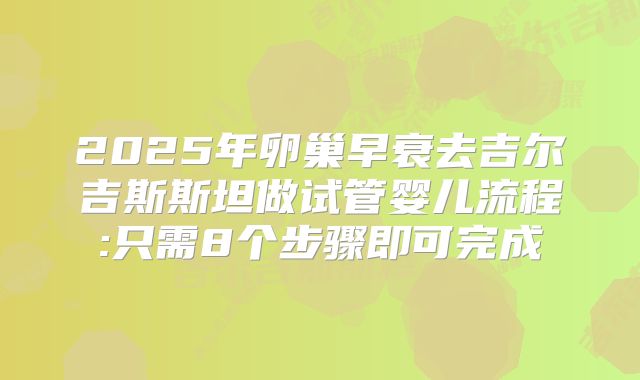 2025年卵巢早衰去吉尔吉斯斯坦做试管婴儿流程:只需8个步骤即可完成