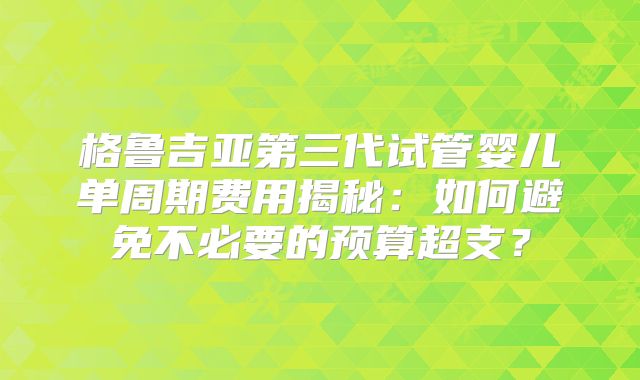 格鲁吉亚第三代试管婴儿单周期费用揭秘:如何避免不必要的预算超支?