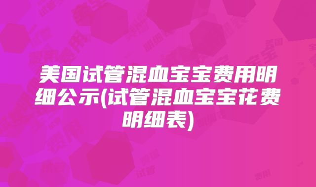 美国试管混血宝宝费用明细公示(试管混血宝宝花费明细表)