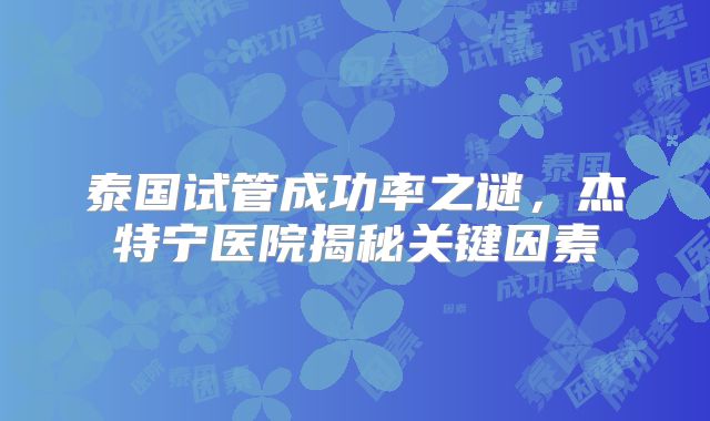 泰国试管成功率之谜，杰特宁医院揭秘关键因素