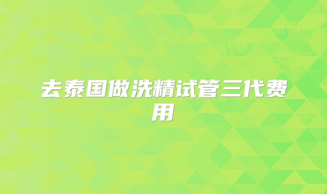 去泰国做洗精试管三代费用