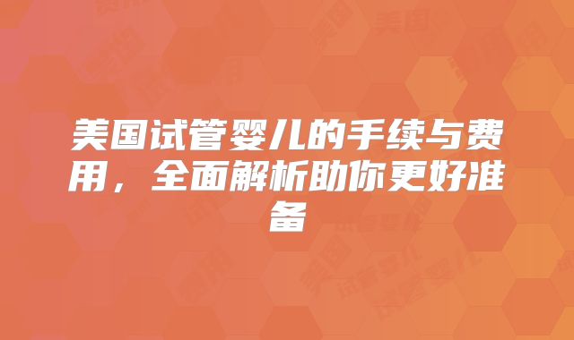 美国试管婴儿的手续与费用，全面解析助你更好准备