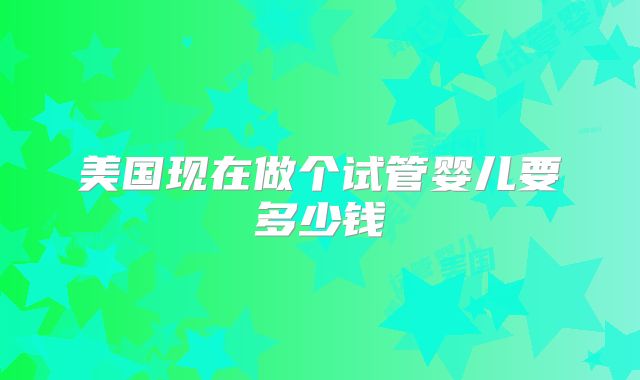 美国现在做个试管婴儿要多少钱