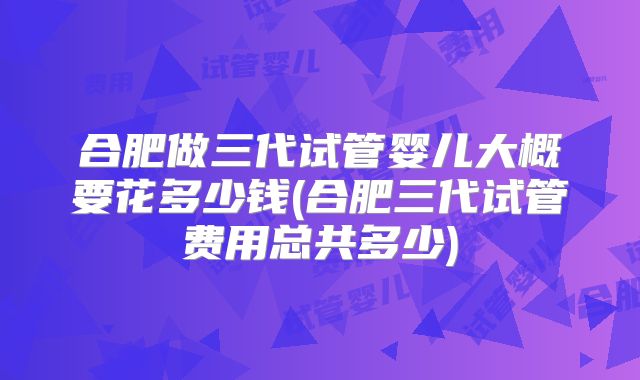 合肥做三代试管婴儿大概要花多少钱(合肥三代试管费用总共多少)
