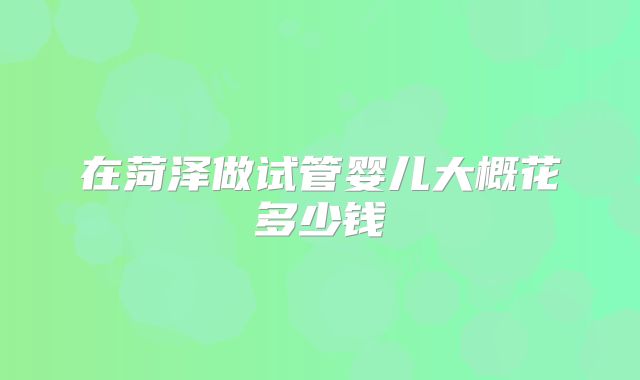 在菏泽做试管婴儿大概花多少钱