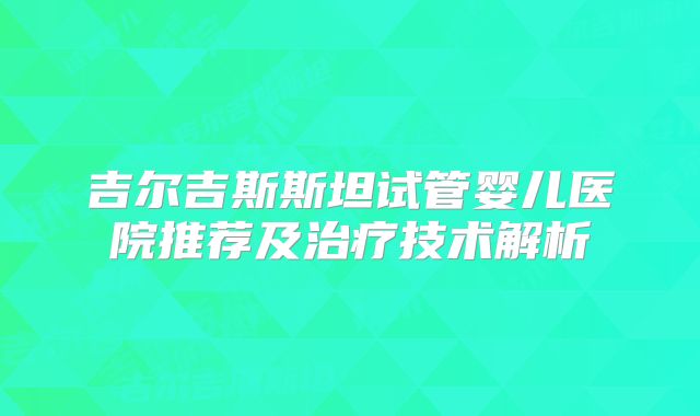 吉尔吉斯斯坦试管婴儿医院推荐及治疗技术解析