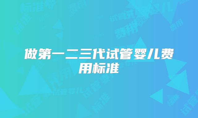 做第一二三代试管婴儿费用标准