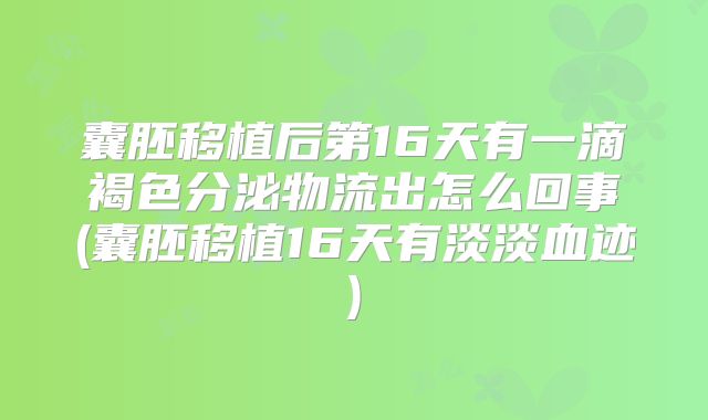 囊胚移植后第16天有一滴褐色分泌物流出怎么回事(囊胚移植16天有淡淡血迹)
