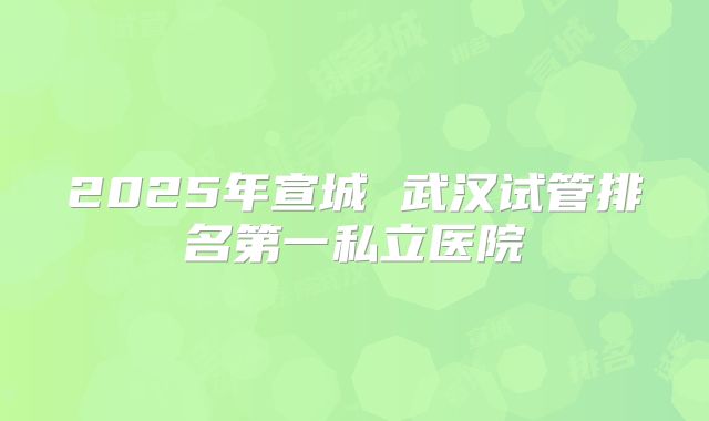 2025年宣城 武汉试管排名第一私立医院