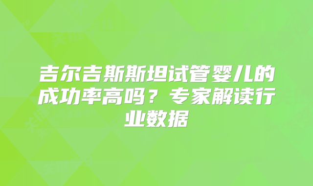 吉尔吉斯斯坦试管婴儿的成功率高吗？专家解读行业数据