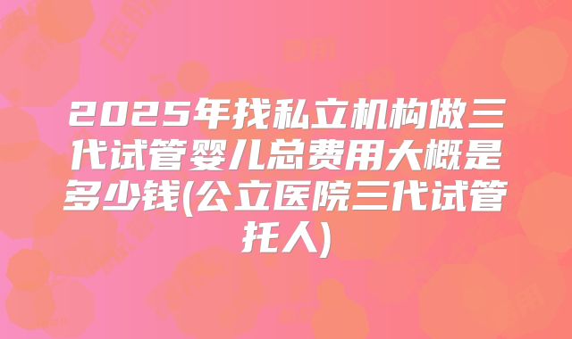 2025年找私立机构做三代试管婴儿总费用大概是多少钱(公立医院三代试管托人)