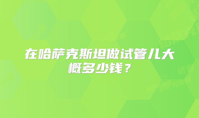 在哈萨克斯坦做试管儿大概多少钱?