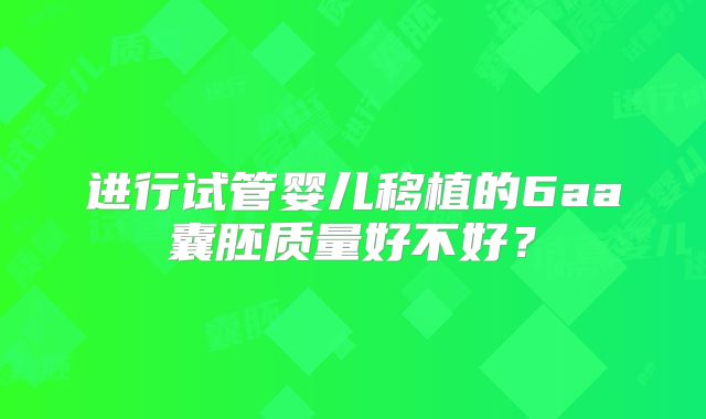 进行试管婴儿移植的6aa囊胚质量好不好？