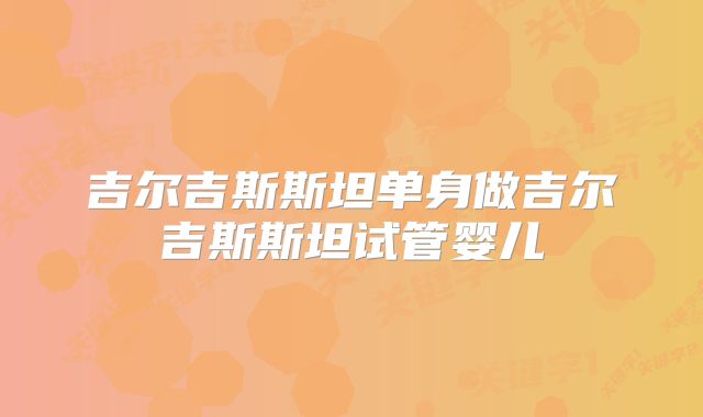 吉尔吉斯斯坦单身做吉尔吉斯斯坦试管婴儿