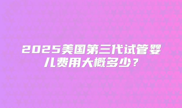 2025美国第三代试管婴儿费用大概多少？
