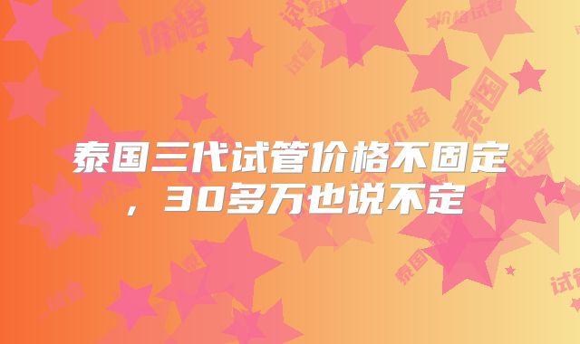 泰国三代试管价格不固定，30多万也说不定