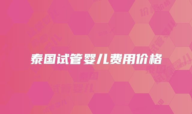 泰国试管婴儿费用价格