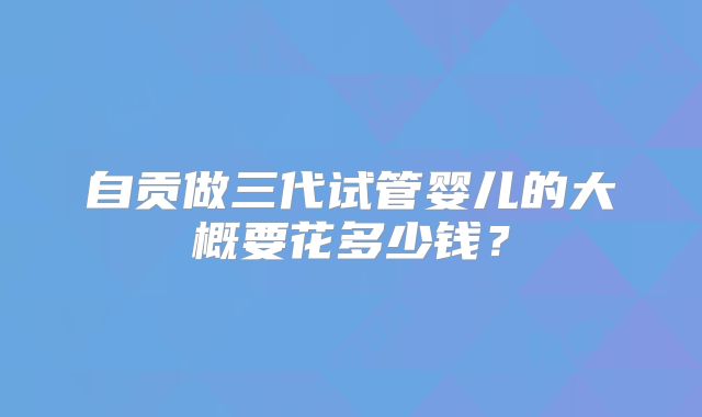 自贡做三代试管婴儿的大概要花多少钱？