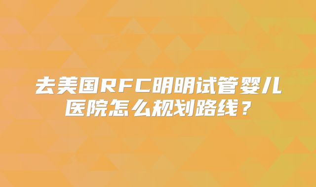 去美国RFC明明试管婴儿医院怎么规划路线？