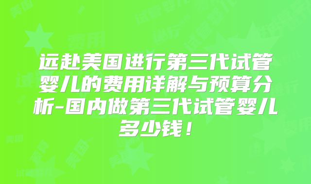 远赴美国进行第三代试管婴儿的费用详解与预算分析-国内做第三代试管婴儿多少钱！